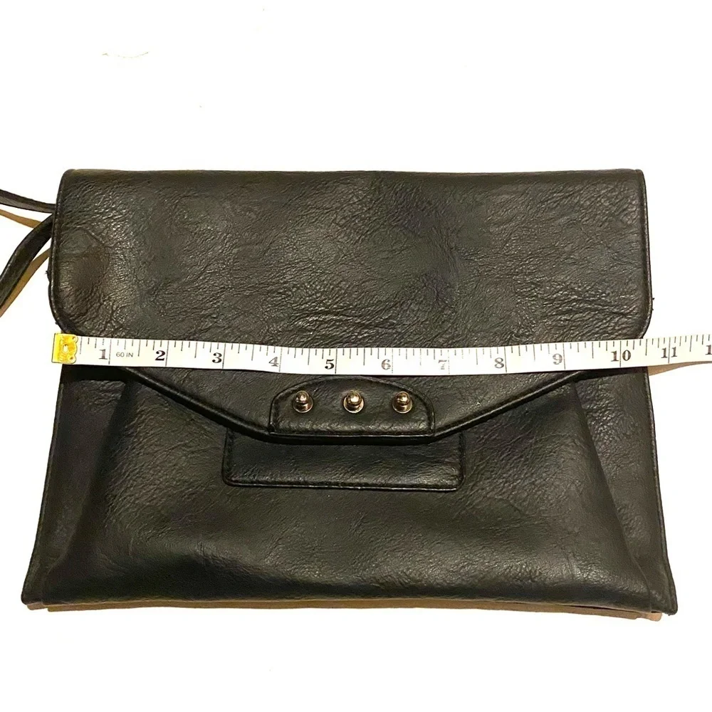 Mossimo Envelope Wristlet Clutch Black Faux Leather